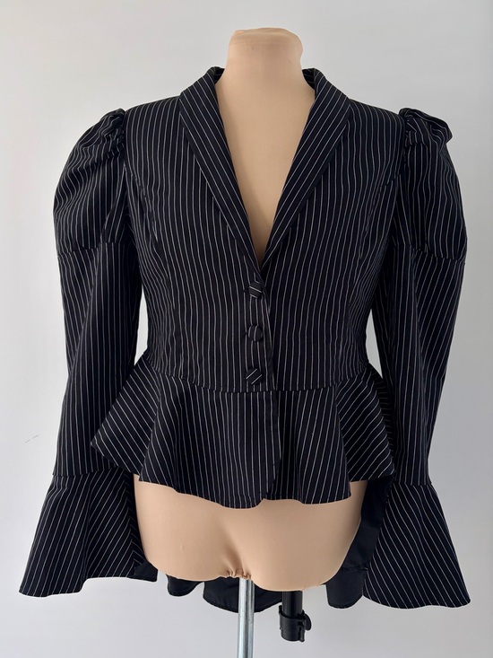 Spin Doctor Jackets & Blazers - Spin Doctor Agatha Pinstripe Peplum Blazer – Gothic Victorian Steampunk | Size M